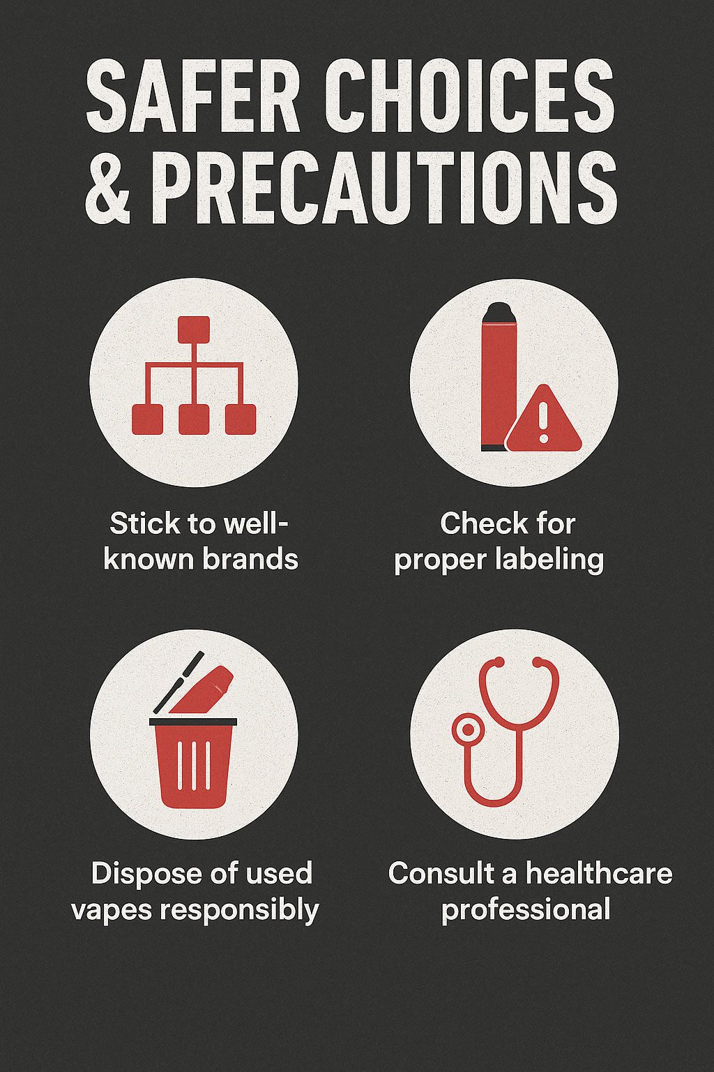 Safer Choices & Precautions Infographic | Ruthless Vapor
